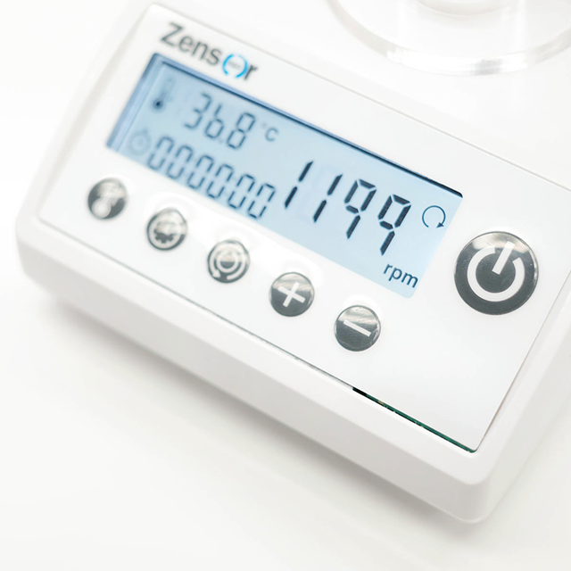 Control and display panels of Variable Frequency Magnetic Stirrer & Cells stand for Electrochemical Experiments Zensor R&D-CS100