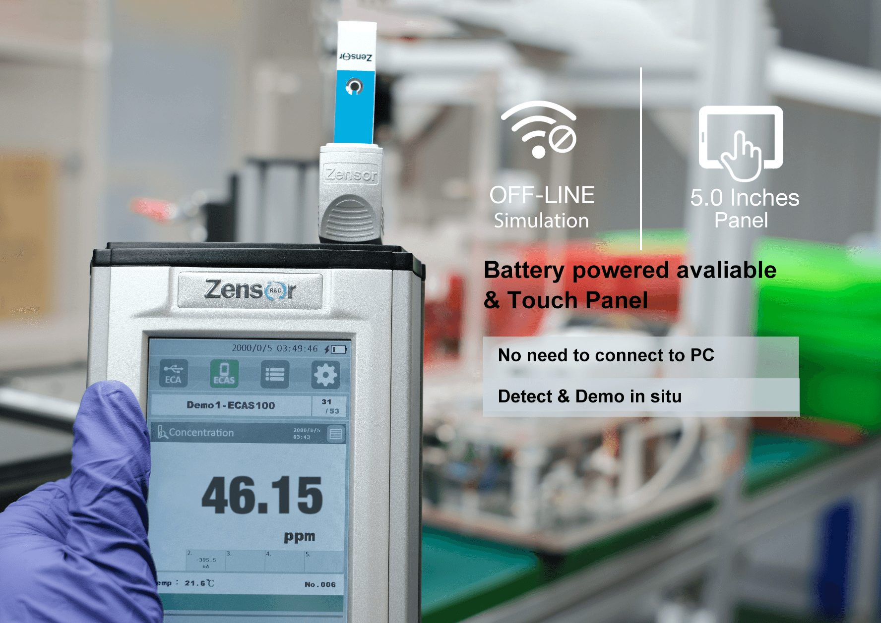Off-line use of electrochemical potentiostat/simulator-Zensor R&D-ECAS100